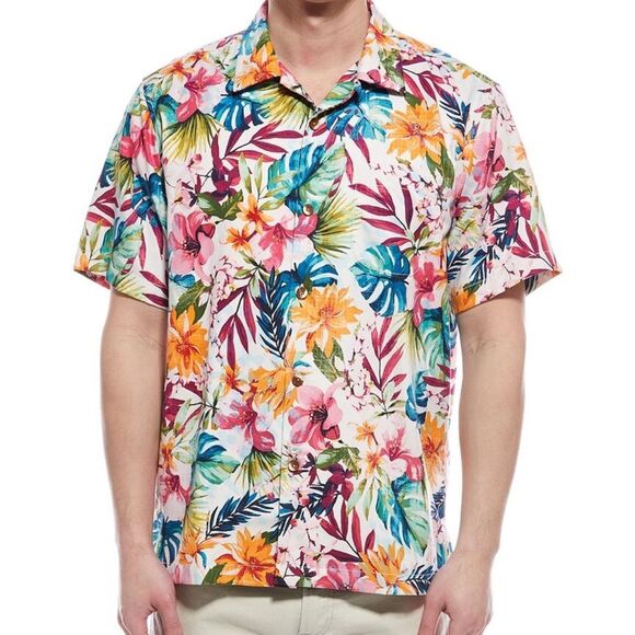 Tommy Bahama GARDEN OF HOPE AND COURAGE SILK-BLEND CAMP SHIRT IN WHITE M - Picture 1 of 6